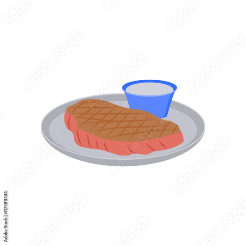 Beef Steak Flat Icon, Vector illustration
