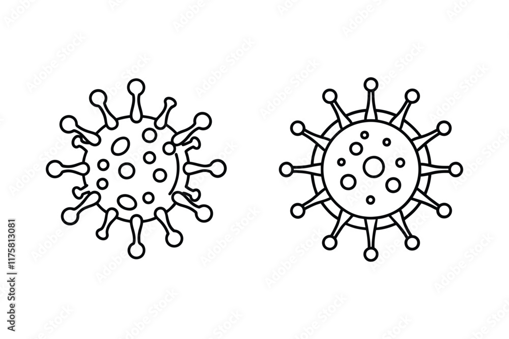 Bacteria, Virus vector line art illustration bundle Bacteria, Virus vector line art illustration bundle