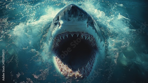 Close-Up of a Basking Shark's Wide-Open Mouth Revealing Gill Rakers photo