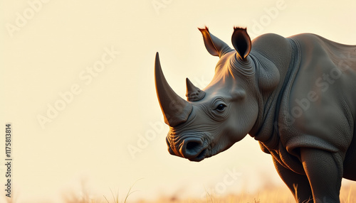 Majestic White Rhinoceros in the African Savanna photo