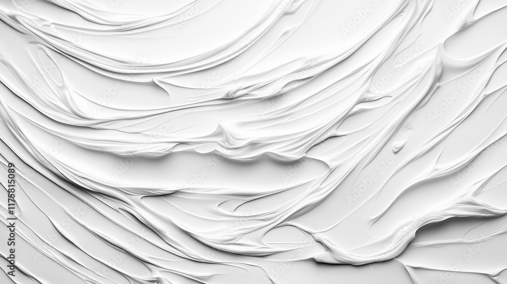 Obraz premium Abstract White Swirls: A captivating image of white paint swirls, creating a dynamic and textural abstract design. The smooth and flowing lines evoke a sense of movement and fluidity.