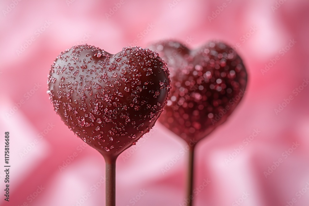 Fototapeta premium Chocolate heart shaped on pink background