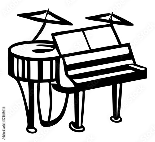 Piano and Drum Set for Music and Performance
