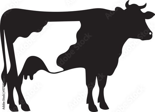 A Cow Silhouette Vector With White Background Vol - 6 ,Easy editable vector design. ,cow silhouette vector style design
