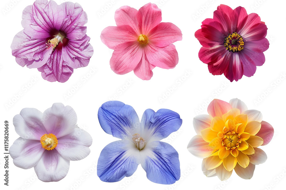 Naklejka premium Unique Flower Mix with Bright and Beautiful Petals Isolated on Transparent Background