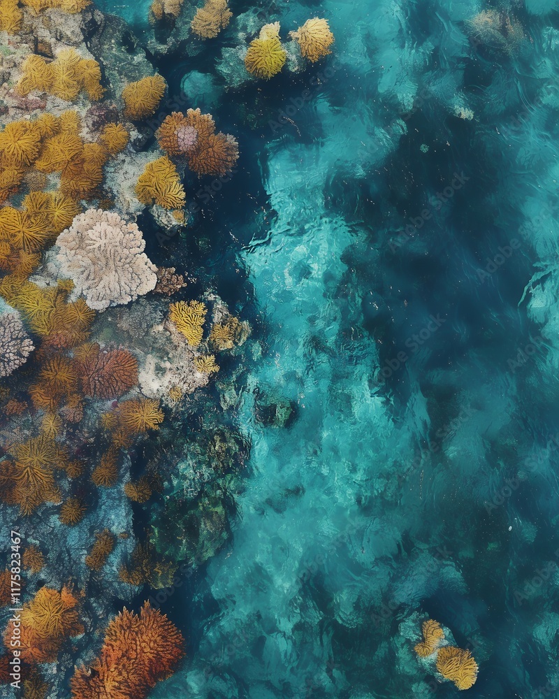the sea from above, you can see coral underwater the sea from above, you can see coral underwater