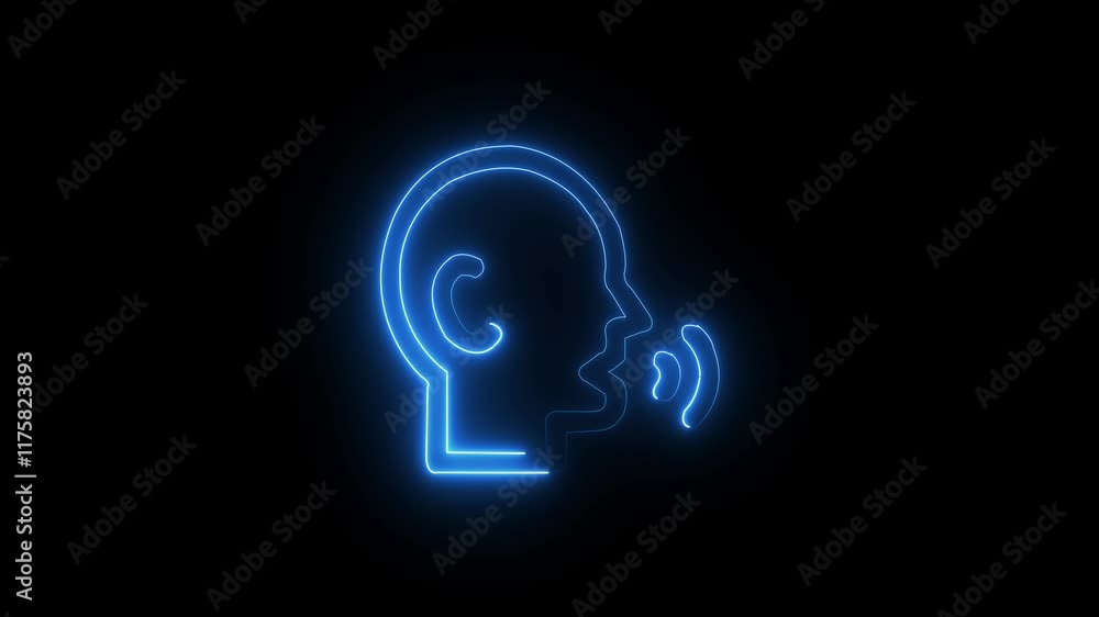 Glowing neon Speaking icon isolated on black background. HD Video motion graphic animation. Glowing neon Rumor icon isolated on black background. Glowing neon Speaking icon isolated on black background. HD Video motion graphic animation. Glowing neon Rumor icon isolated on black background.