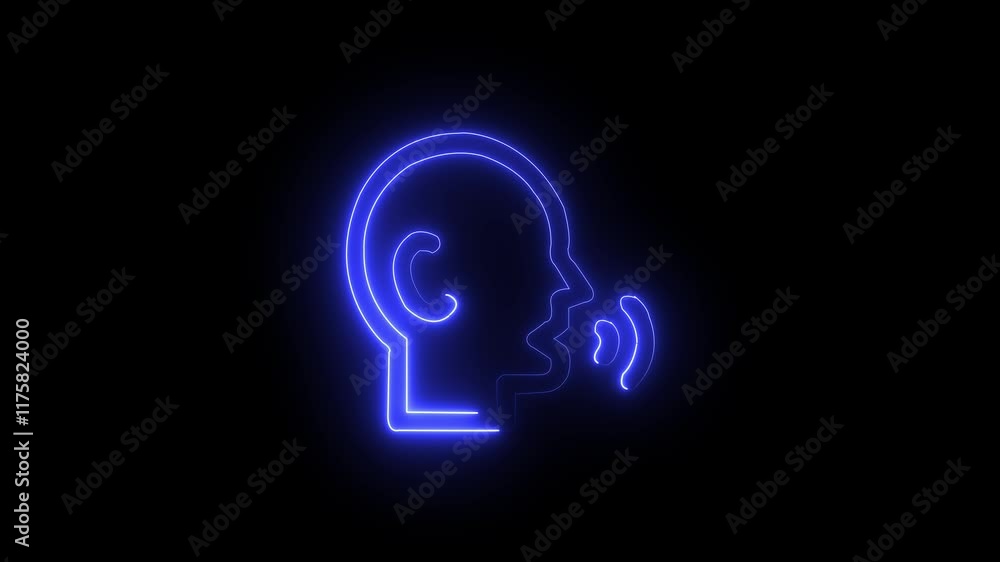 Glowing neon Speaking icon isolated on black background. HD Video motion graphic animation. Glowing neon Rumor icon isolated on black background. Glowing neon Speaking icon isolated on black background. HD Video motion graphic animation. Glowing neon Rumor icon isolated on black background.