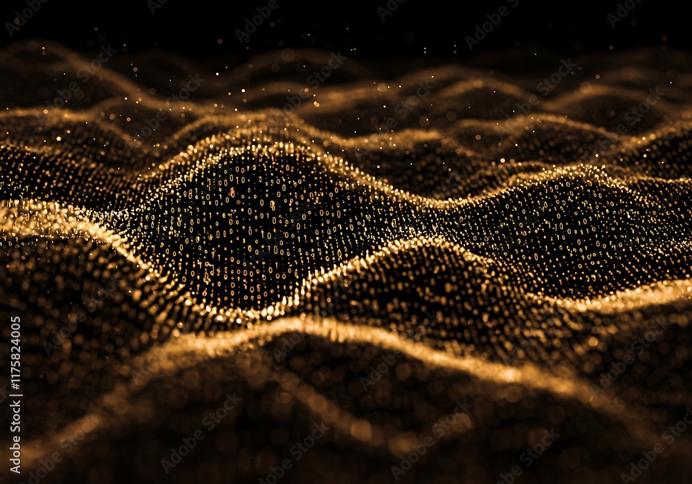 Waves of computer code. Binary code big data. Information field, binary code, data encoding, data flow, digital security. Internet technology 3d illustration Waves of computer code. Binary code big data. Information field, binary code, data encoding, data flow, digital security. Internet technology 3d illustration