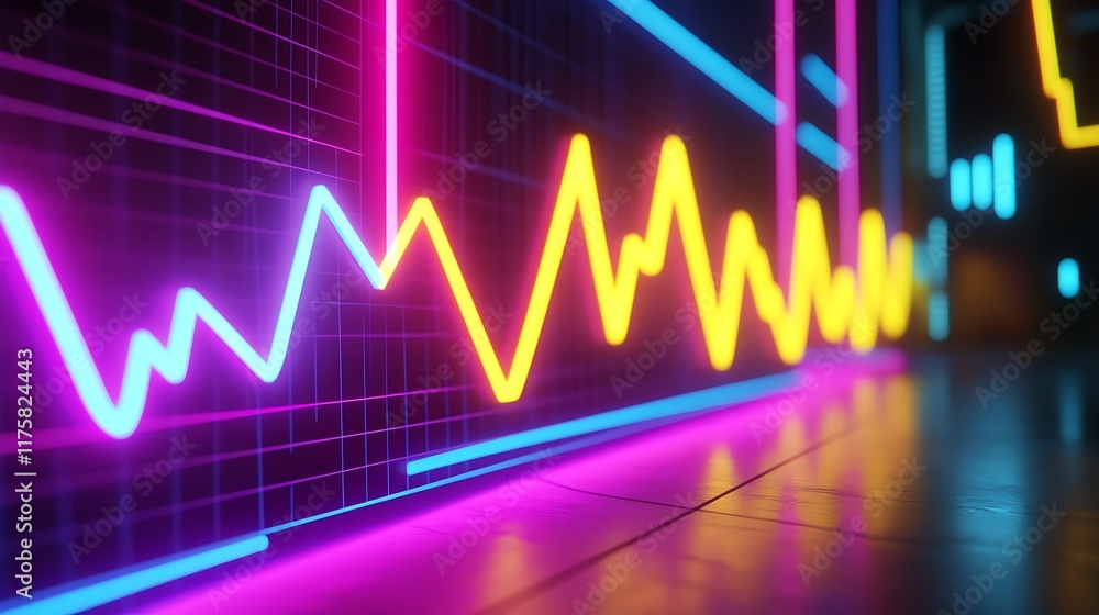 Neon Lines Graph Abstract Background Design Neon Lines Graph Abstract Background Design