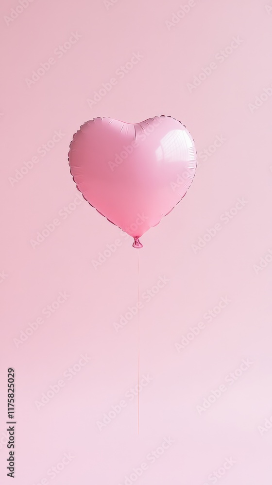 custom made wallpaper toronto digitalPink heart shaped balloon floating on a plain pink background, representing love, valentine's day, or international women's day with a simple yet elegant design and pastel color palette