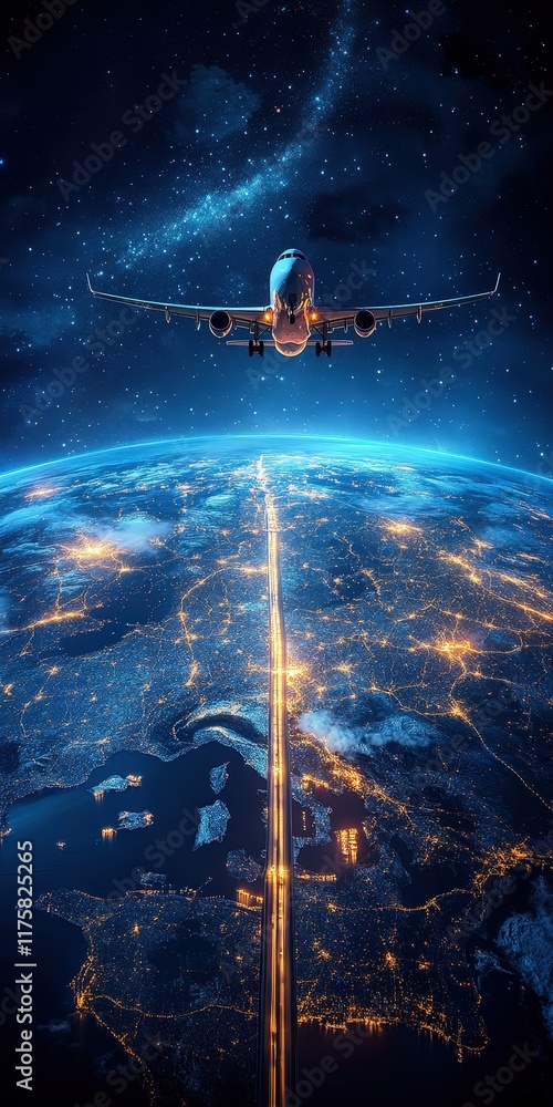 Naklejka premium A stunning world map glowing