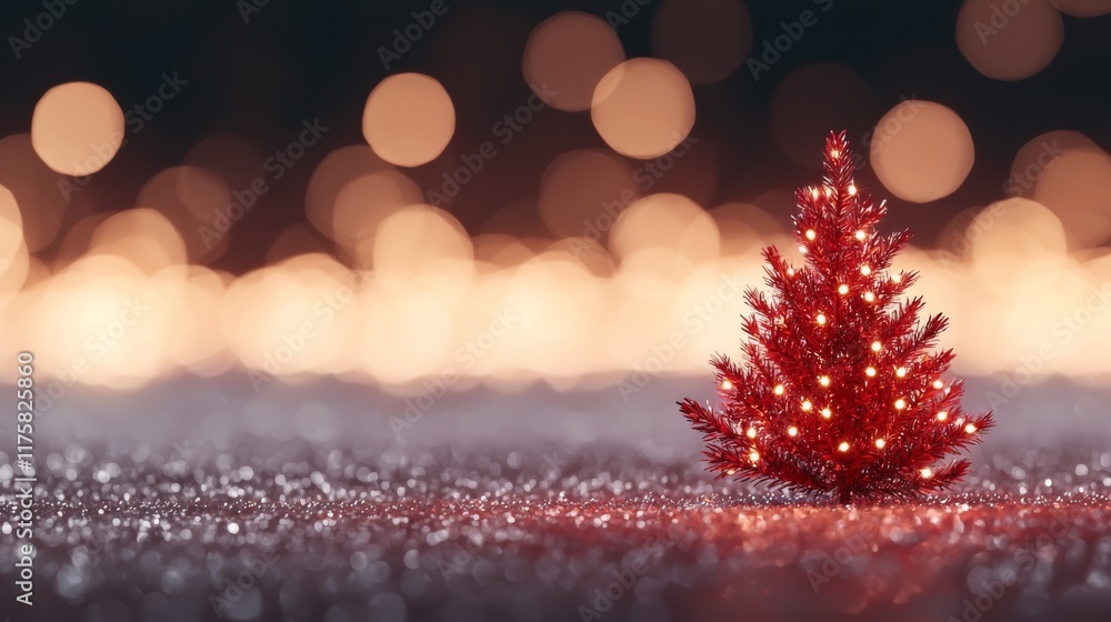 Red Christmas Tree on Glittery Background Festive Bokeh Lights, Close-up Composition, Holiday Spirit, Winter Wonderland Christmas, Holiday Red Christmas Tree on Glittery Background Festive Bokeh Lights, Close-up Composition, Holiday Spirit, Winter Wonderland Christmas, Holiday