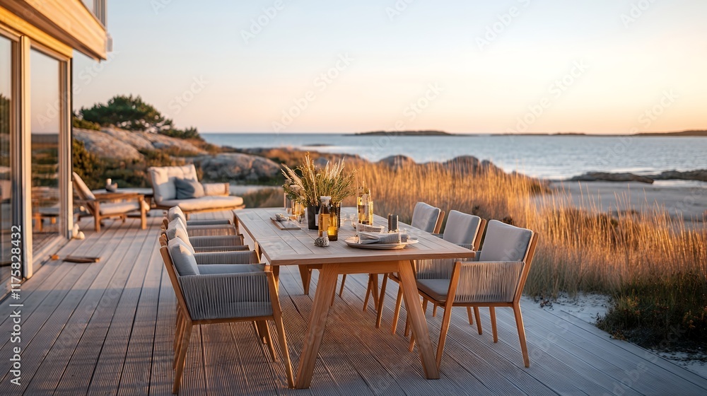 Fototapeta premium restaurant outside with table for dinner in a very exceptional place