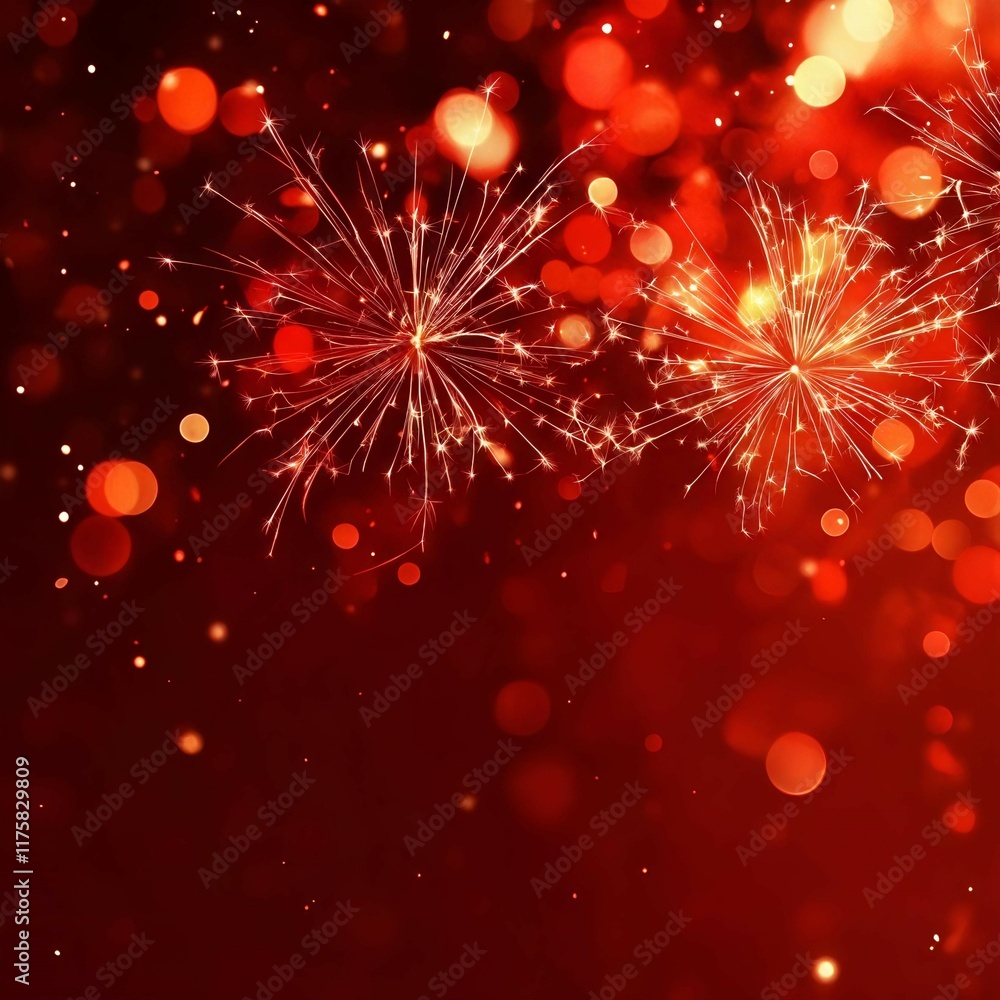 Obraz premium red bokeh background with fireworks
