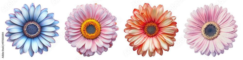 Gerbera daisy flower isolated on transparent background, Set of Gerbera daisy flower isolated on transparent background, Set of