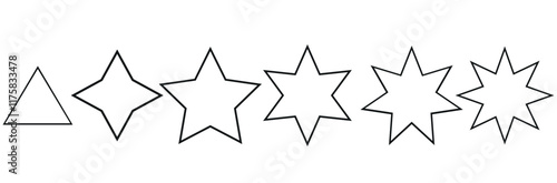  stars icon with 3,4,5,6,7,8 points. 