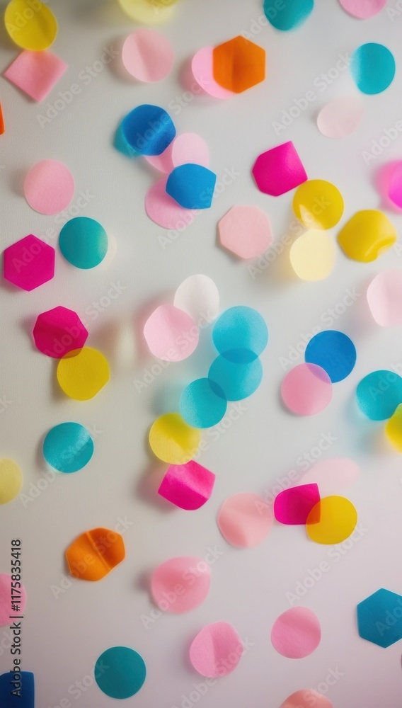 Round shaped confetti colorful carnival background. Copy space for text backdrop Round shaped confetti colorful carnival background. Copy space for text backdrop