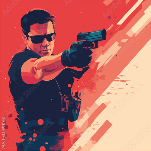 Vektorgrafik aus dem Package: flat, retro, vintage, modern, art, zeitgeist, film, movie, poster,