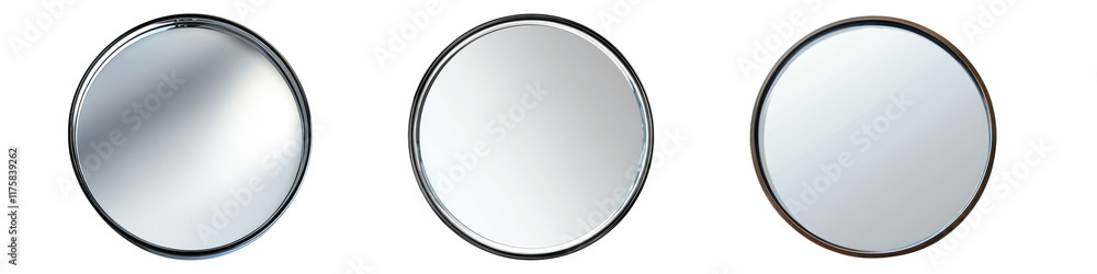 Mirror round for photoshop clear look isolated on transparent background, Set of Mirror round for photoshop clear look isolated on transparent background, Set of