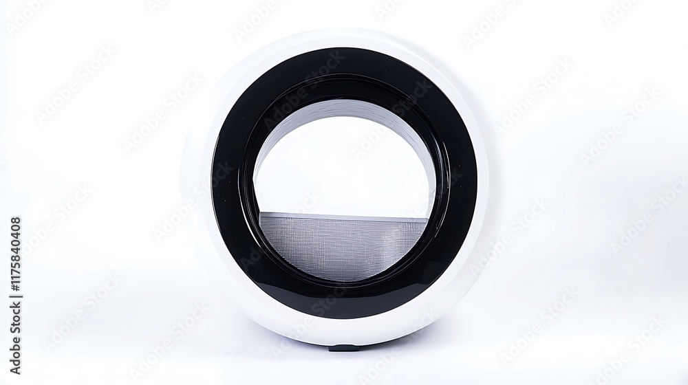 A white and black object with a circular shape A white and black object with a circular shape