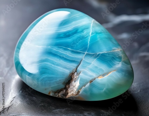 closeup of oceanlike larimar stone on national larimar day photo