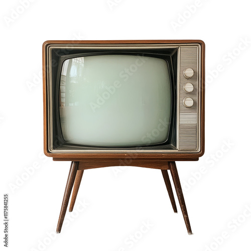 Classic vintage television set on a transparent background showcasing retro design and nostalgia from the mid 20th century, Vintage tv on transparent background photo