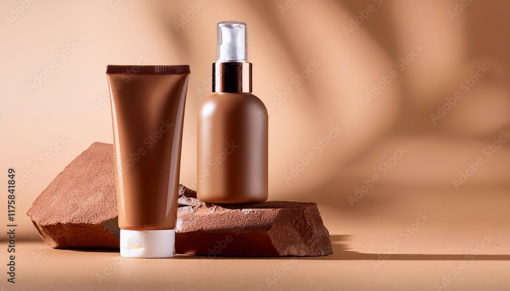 Naklejka premium cosmetic moisturizer micellar water in mocha mousse color