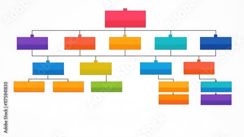Colorful floating organizational chart with rectangles for business and project management