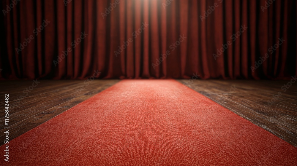 Red Carpet on Wooden Floor with Red Curtains Stage Composition, Award Ceremony Background, Event Design red carpet, stage backdrop Red Carpet on Wooden Floor with Red Curtains Stage Composition, Award Ceremony Background, Event Design red carpet, stage backdrop