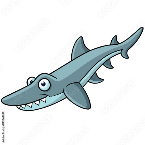 Sawfish isolated flat vector illustration on white background