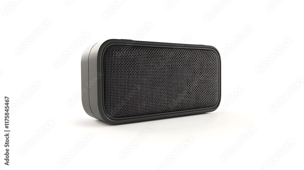 A black speaker with a white background A black speaker with a white background