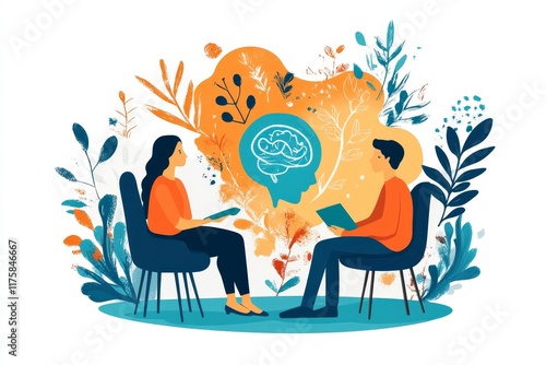 mental health care therapy concept, psychologist counseling to anxiety patient and giving guidance mental therapy care to cure mental health. Generative AI