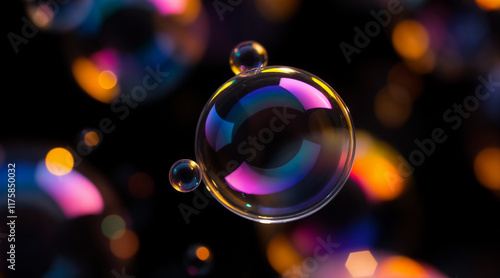  close up translucid soap bubbles on dark background wallpaper