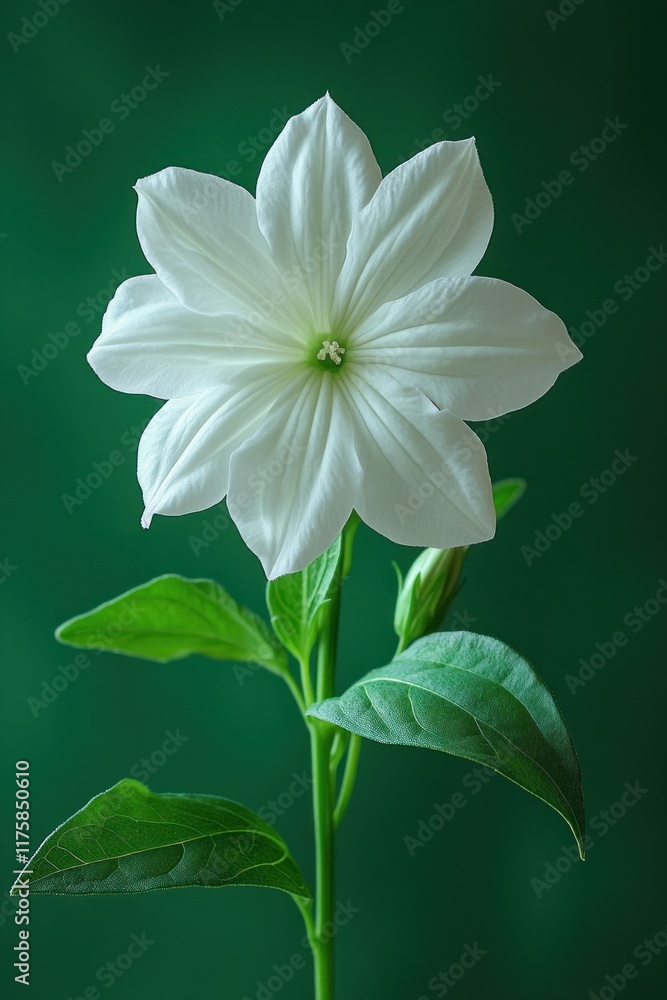 Fototapeta premium Close-up white flower on green background