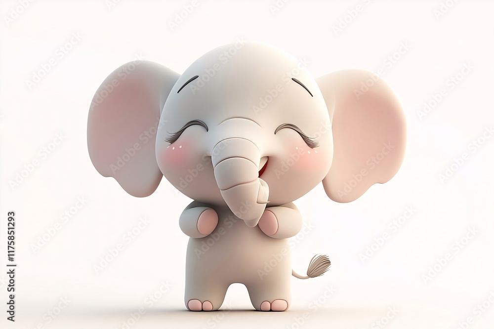 Adorable cartoon baby elephant, happy, smiling, cute. Adorable cartoon baby elephant, happy, smiling, cute.