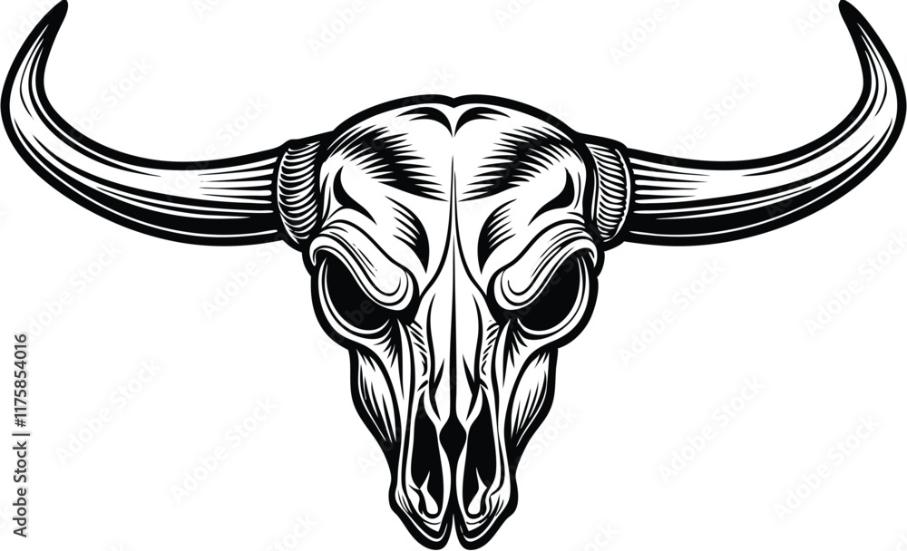 Obraz premium Minimalist Bull Skull with Horns