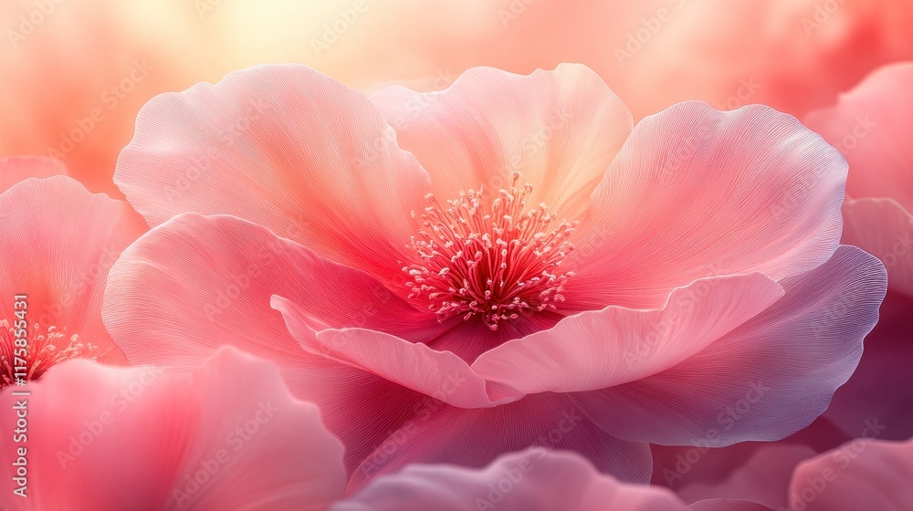 Close-up of delicate pink flowers with soft lighting. Close-up of delicate pink flowers with soft lighting.