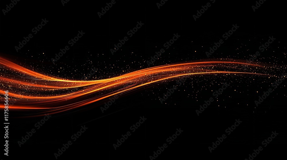 Golden Spark Trails on Black-to-Red Gradient Background with Sparkling Highlights