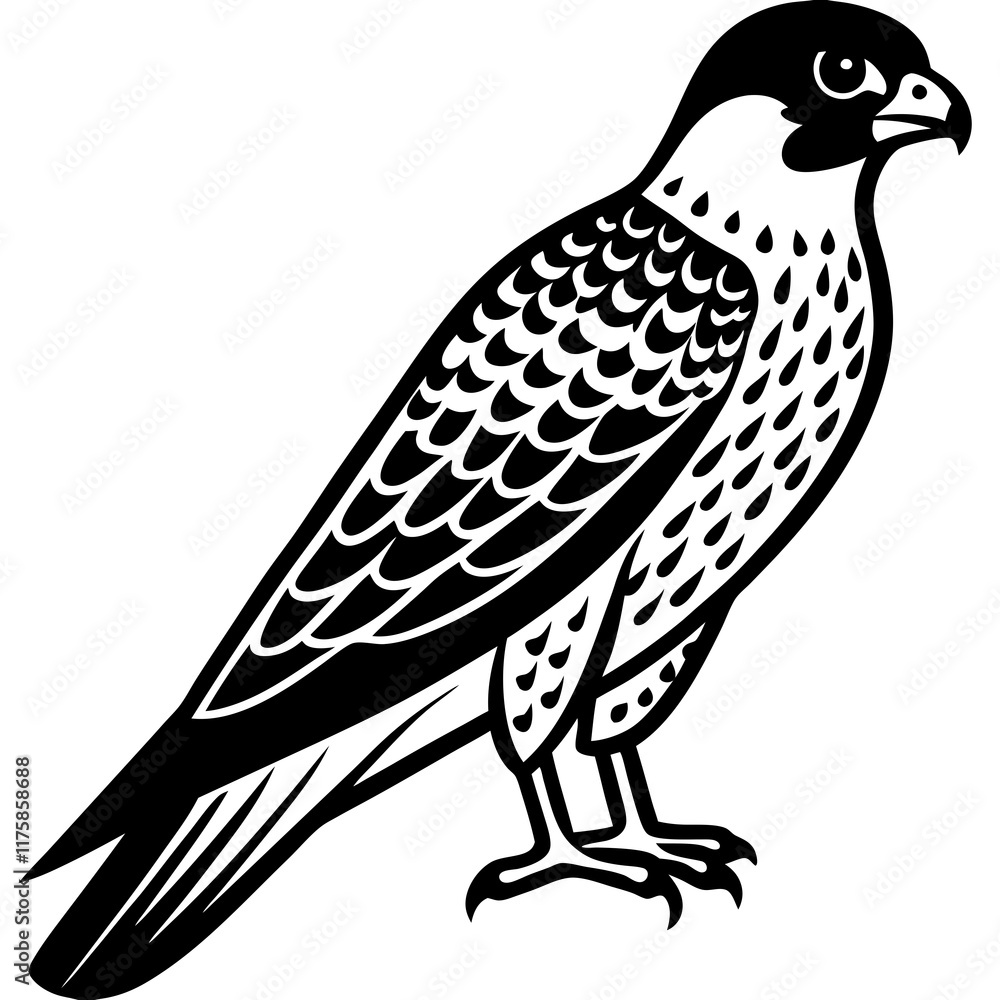 Fototapeta premium falcon bird black silhouette vector, Simple silhouette Design vector icon with white background. Wild animal vector, Bird Vector 