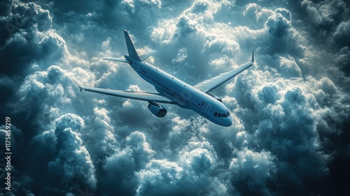 Wallpaper Mural Airplane flying above dramatic clouds at night. Torontodigital.ca