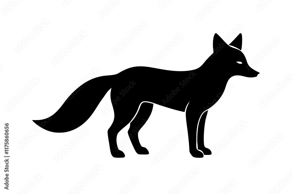 Fox black silhouette vector with white background. Wild animal vector Fox black silhouette vector with white background. Wild animal vector