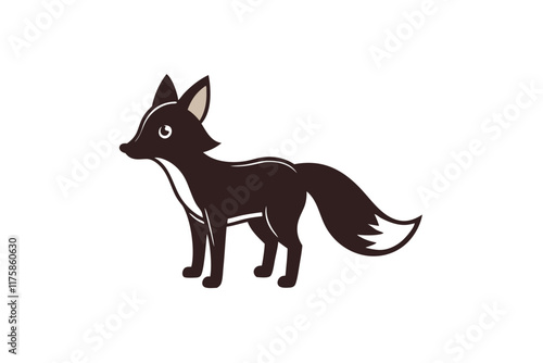 Fox silhouette vector with white background. Wild animal vector