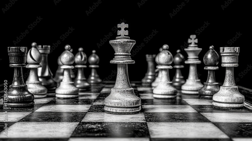 Chessboard with pieces in play, symbolizing strategic hobbies and intellectual engagement in a home setting. Chessboard with pieces in play, symbolizing strategic hobbies and intellectual engagement in a home setting.