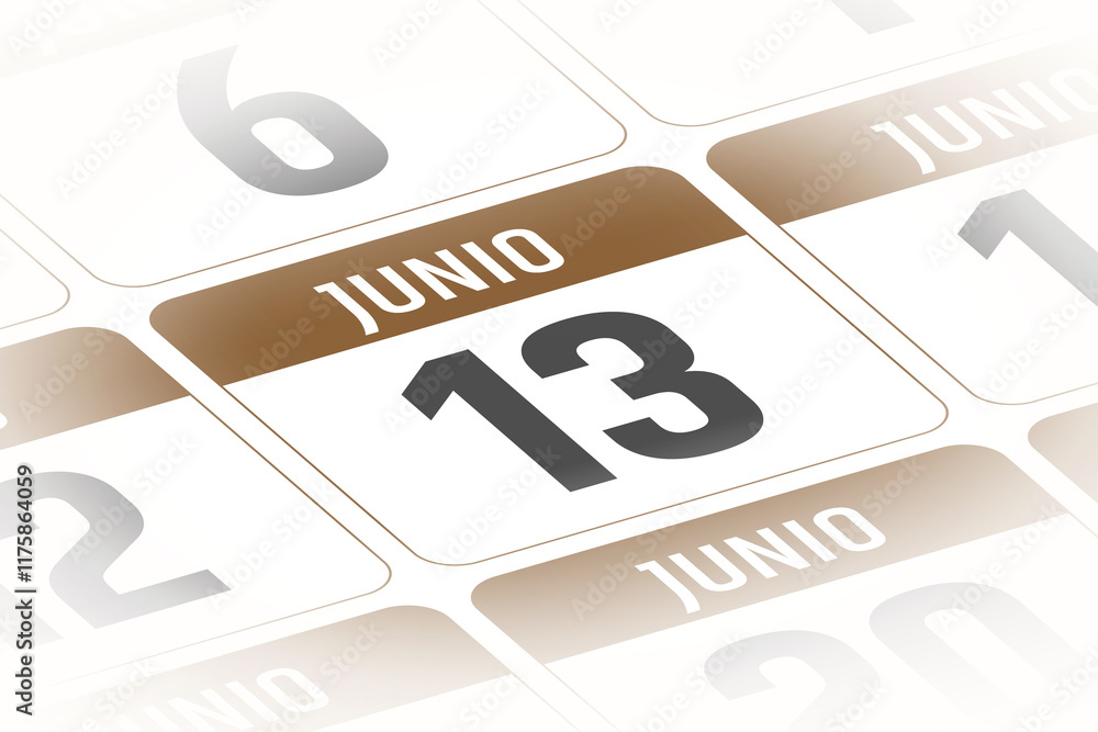 13 de Junio ilustracion del dia calendario Espanol 13 de Junio ilustracion del dia calendario Espanol