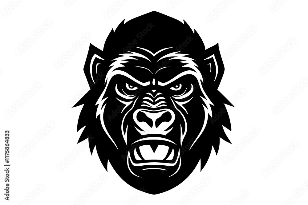 gorilla head black silhouette vector with white background. Wild animal vector gorilla head black silhouette vector with white background. Wild animal vector
