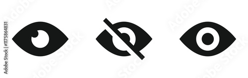 eye icon set. vision icon, see view icons - eyesight symbol - invisible eye hide icon, incognito icon no eye view hidden icon set. vision icon, unsee icons