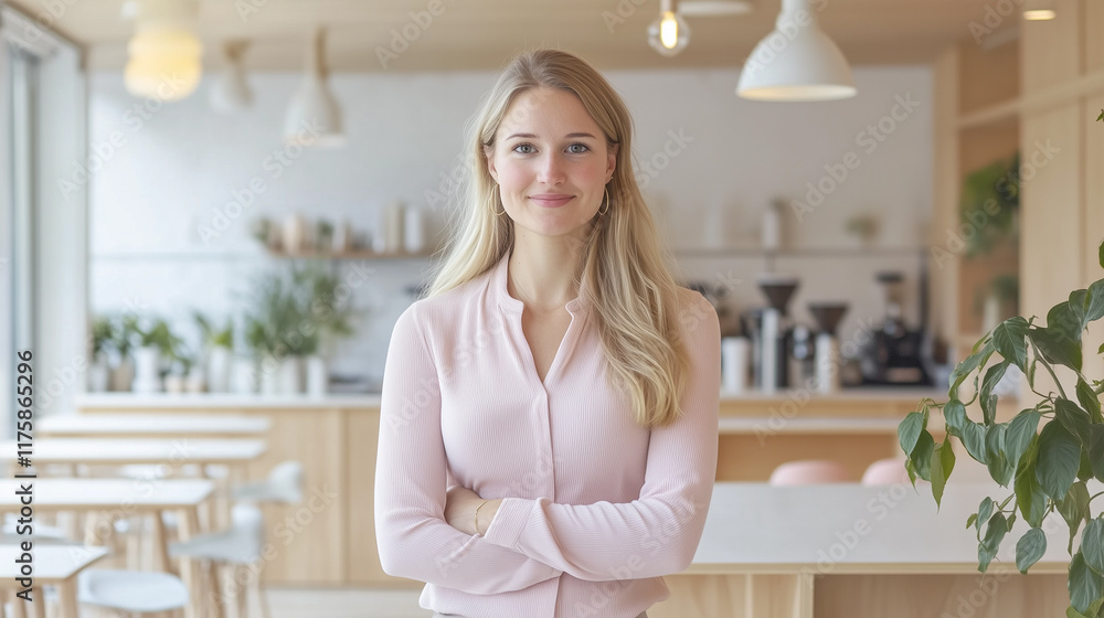 A Scandinavian-style caffe with clean lines, light wood, and pastel accents A Scandinavian-style caffe with clean lines, light wood, and pastel accents