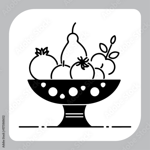 Bowl of Fruits Silhouette Illustration in Vector Format HighResolution for Designers
