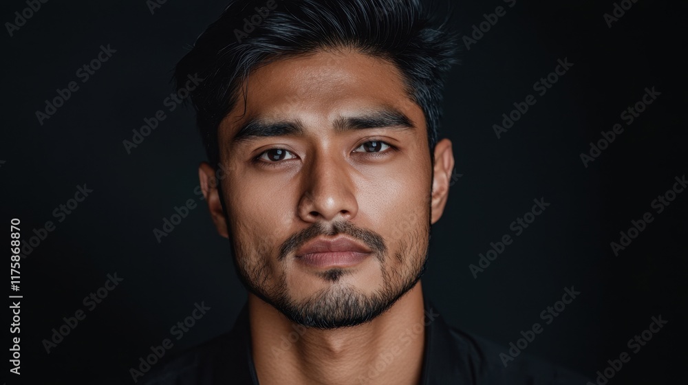 Thaipoosam Cavadee Thoughtful expression of a young man against dark background Thaipoosam Cavadee Thoughtful expression of a young man against dark background